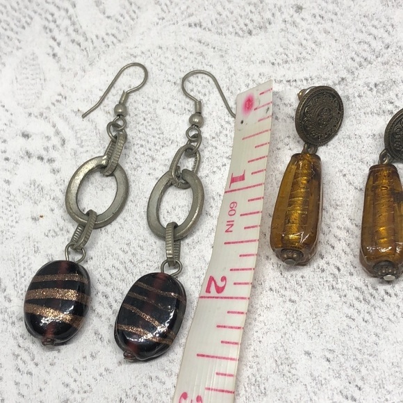 Bundle lot 2 vintage art glass statement earrings. - Picture 3 of 6